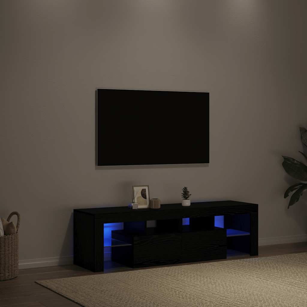 Mobile Porta TV con LED Rovere Nero 140x36,5x40 cm Truciolato