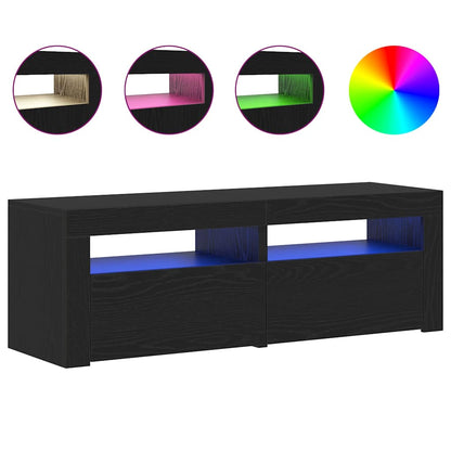 Mobile Porta TV con LED Rovere Nero 120x35x40 cm Multistrato