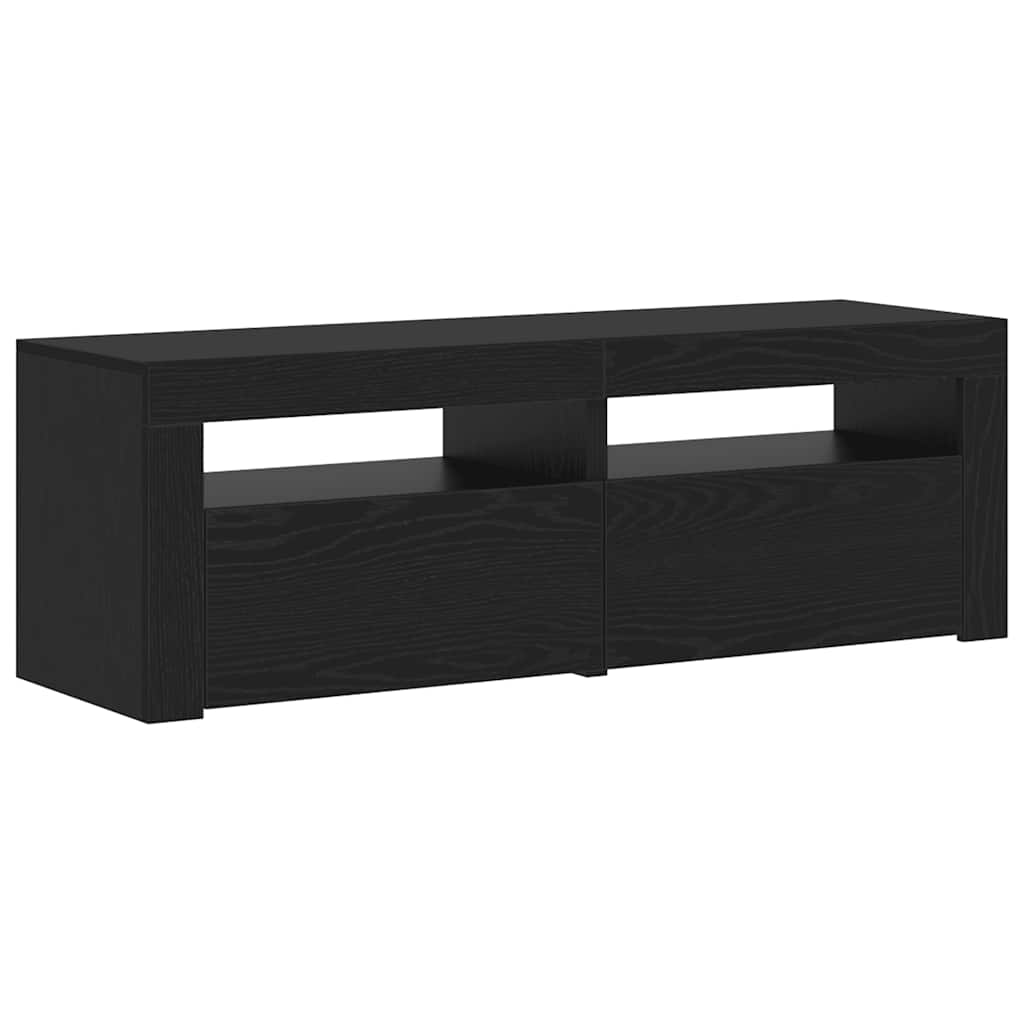 Mobile Porta TV con LED Rovere Nero 120x35x40 cm Multistrato