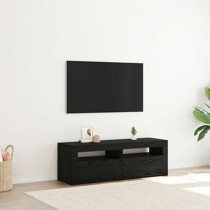 Mobile Porta TV con LED Rovere Nero 120x35x40 cm Multistrato