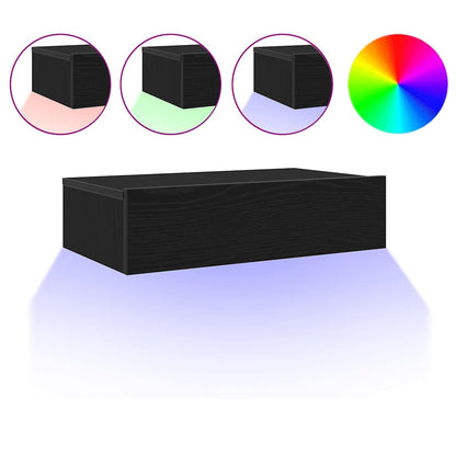 Mobile TV con luci a LED Rovere Nero 60x35x15,5 cm