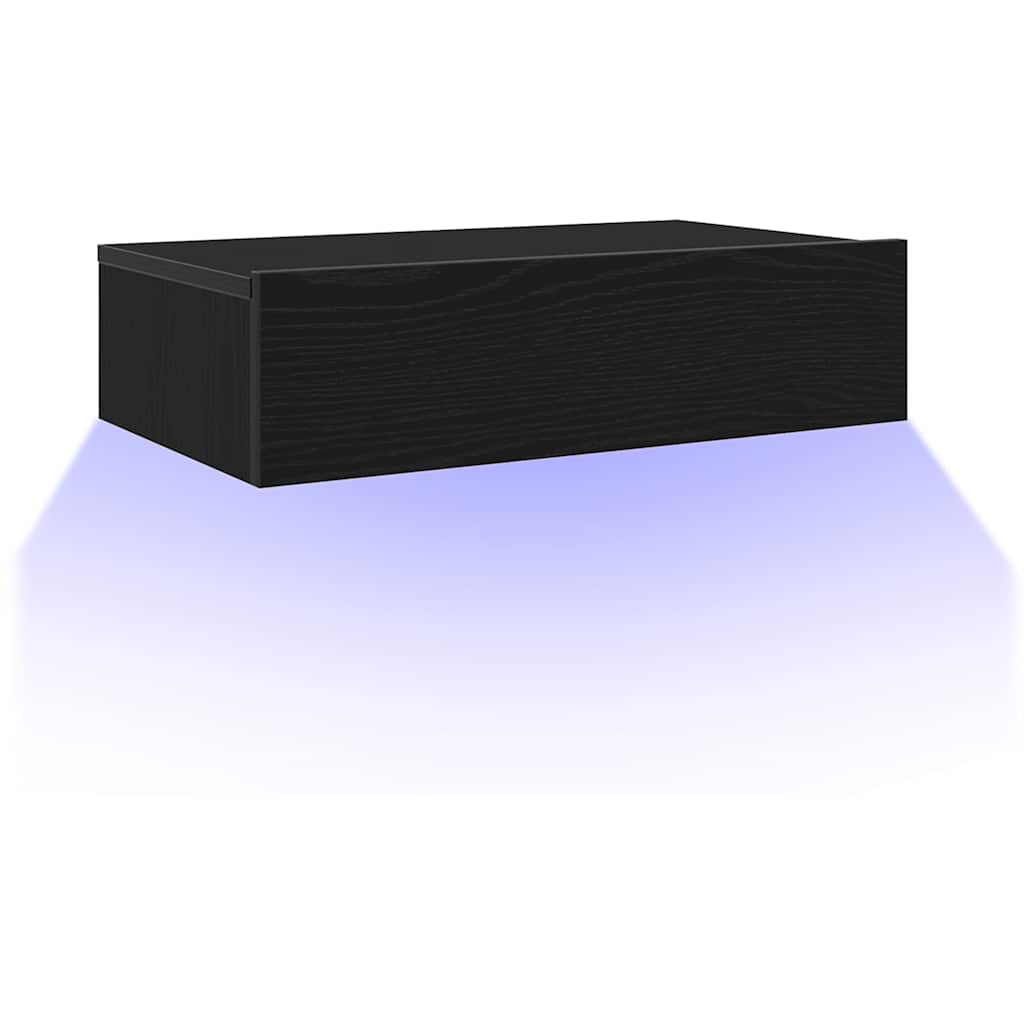 Mobile TV con luci a LED Rovere Nero 60x35x15,5 cm