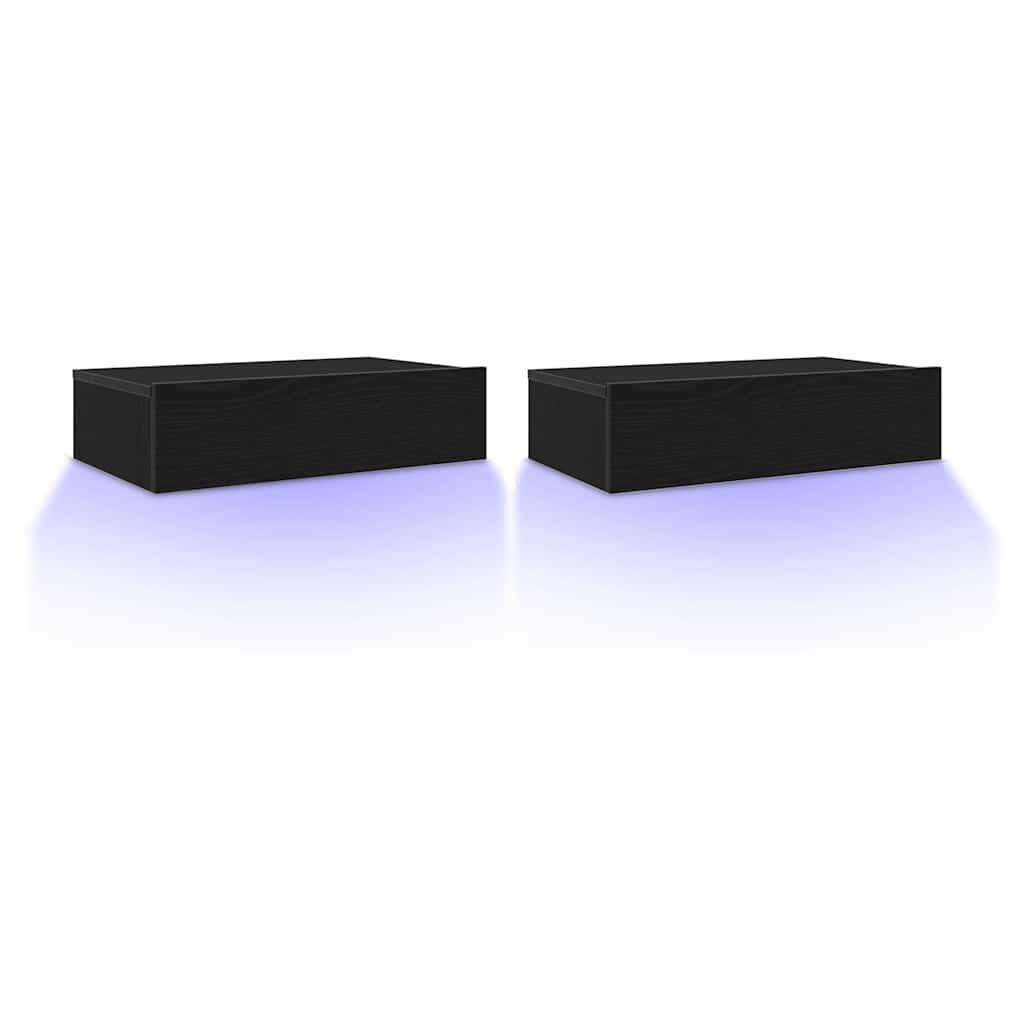 Mobili Porta TV con Luci a LED 2 pz Rovere Nero 60x35x15,5 cm