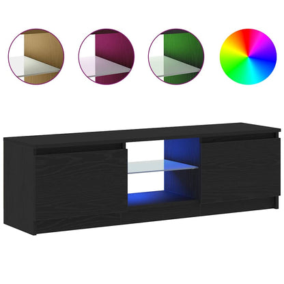 Mobile Porta TV con LED Rovere Nero 120x30x36 cm Multistrato