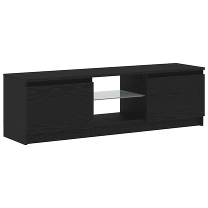 Mobile Porta TV con LED Rovere Nero 120x30x36 cm Multistrato