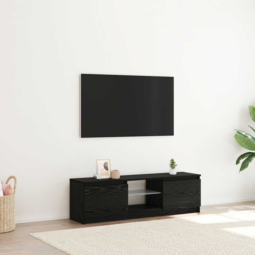 Mobile Porta TV con LED Rovere Nero 120x30x36 cm Multistrato