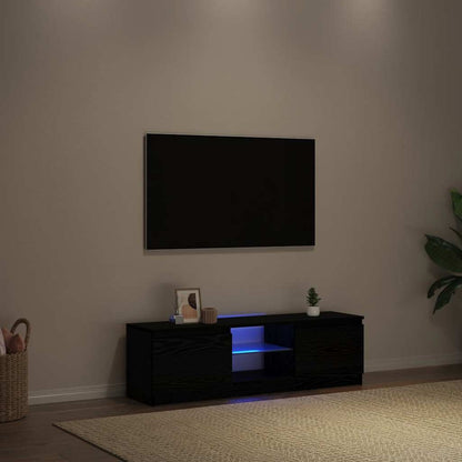 Mobile Porta TV con LED Rovere Nero 120x30x36 cm Multistrato