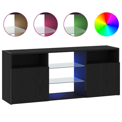Mobile Porta TV con LED Rovere Nero 120x30x50 cm Multistrato