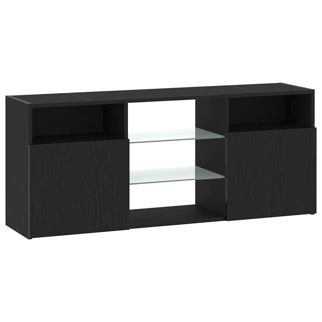 Mobile Porta TV con LED Rovere Nero 120x30x50 cm Multistrato