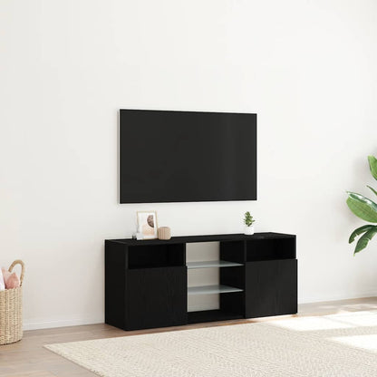 Mobile Porta TV con LED Rovere Nero 120x30x50 cm Multistrato