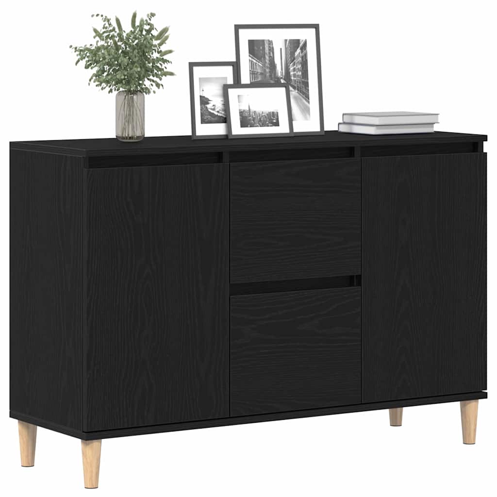 Credenza con cassetto Nero 102 x 35 x 60 cm Legno multistrato