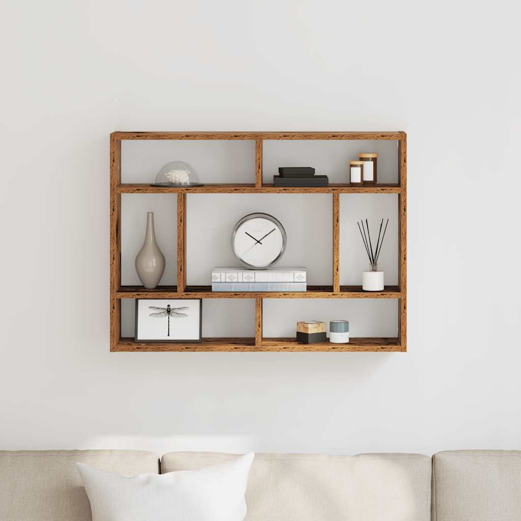 Mensola a Muro Legno Antico 75x16x55 cm in Legno Multistrato