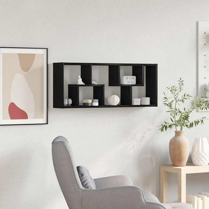 Mensola da parete in rovere nero 36x16x90 cm in legno ingegnerizzato