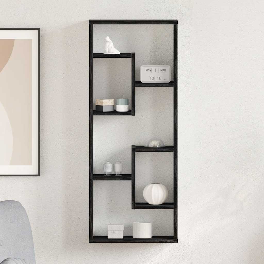 Mensola da parete in rovere nero 36x16x90 cm in legno ingegnerizzato