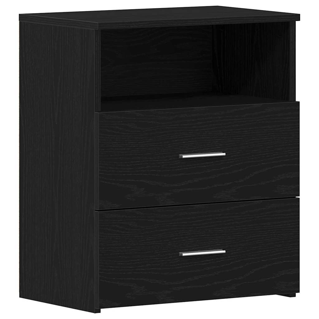 Comodino 2 pcs Rovere Nero 50 x 32 x 60cm Legno multistrato