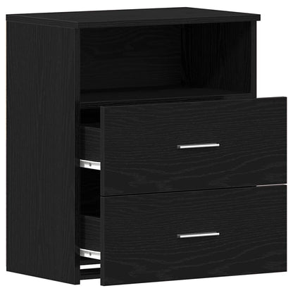 Comodino 2 pcs Rovere Nero 50 x 32 x 60cm Legno multistrato