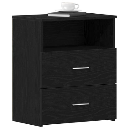 Comodino 2 pcs Rovere Nero 50 x 32 x 60cm Legno multistrato