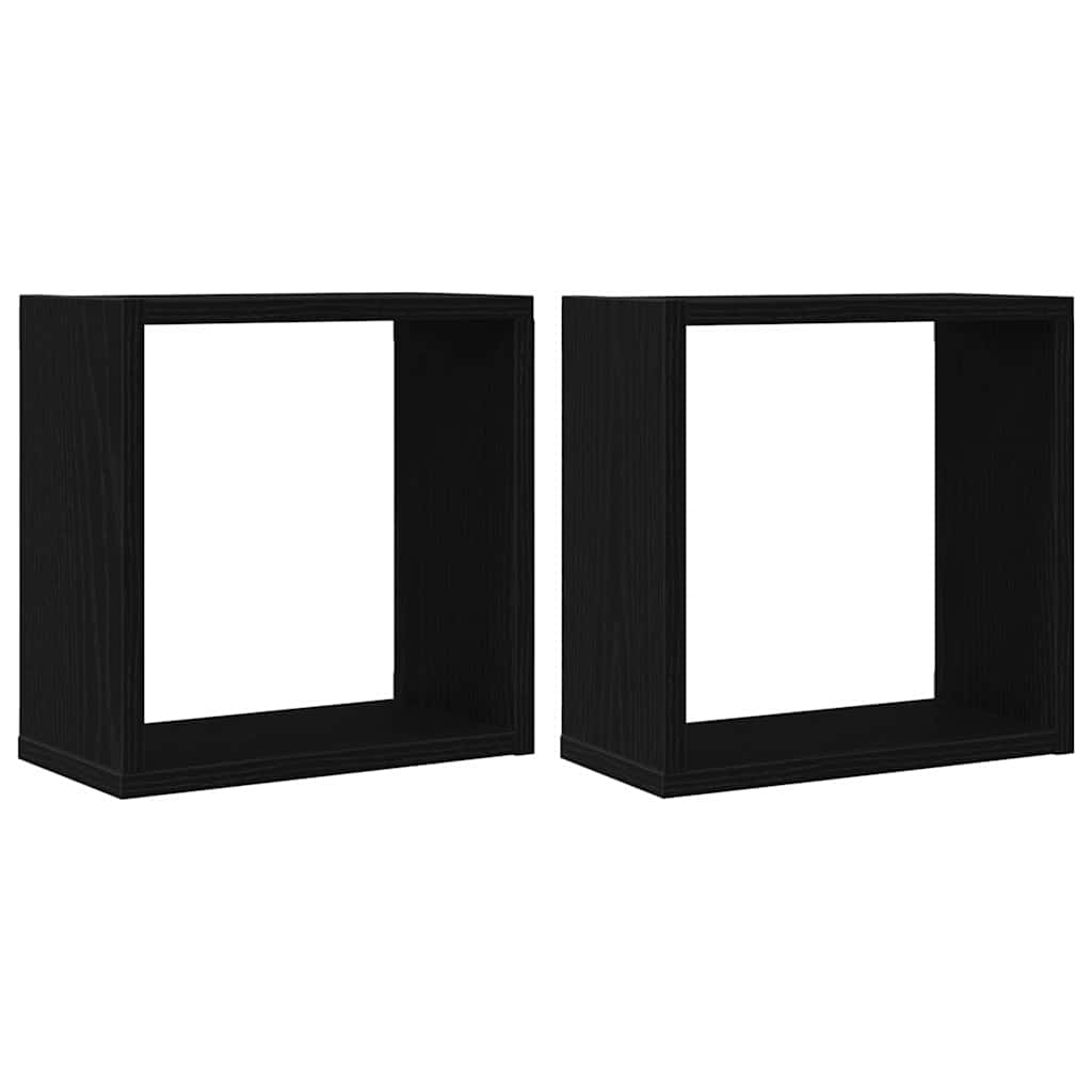 Mensole Parete a Cubo 2 pz Rovere Nero 30x15x30 cm Truciolato