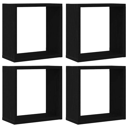 Mensole Parete Cubo 4 pz Rovere Nero 30x15x30 cm Truciolato