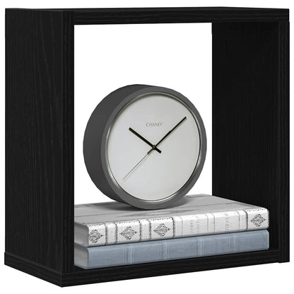 Mensole Parete Cubo 4 pz Rovere Nero 30x15x30 cm Truciolato