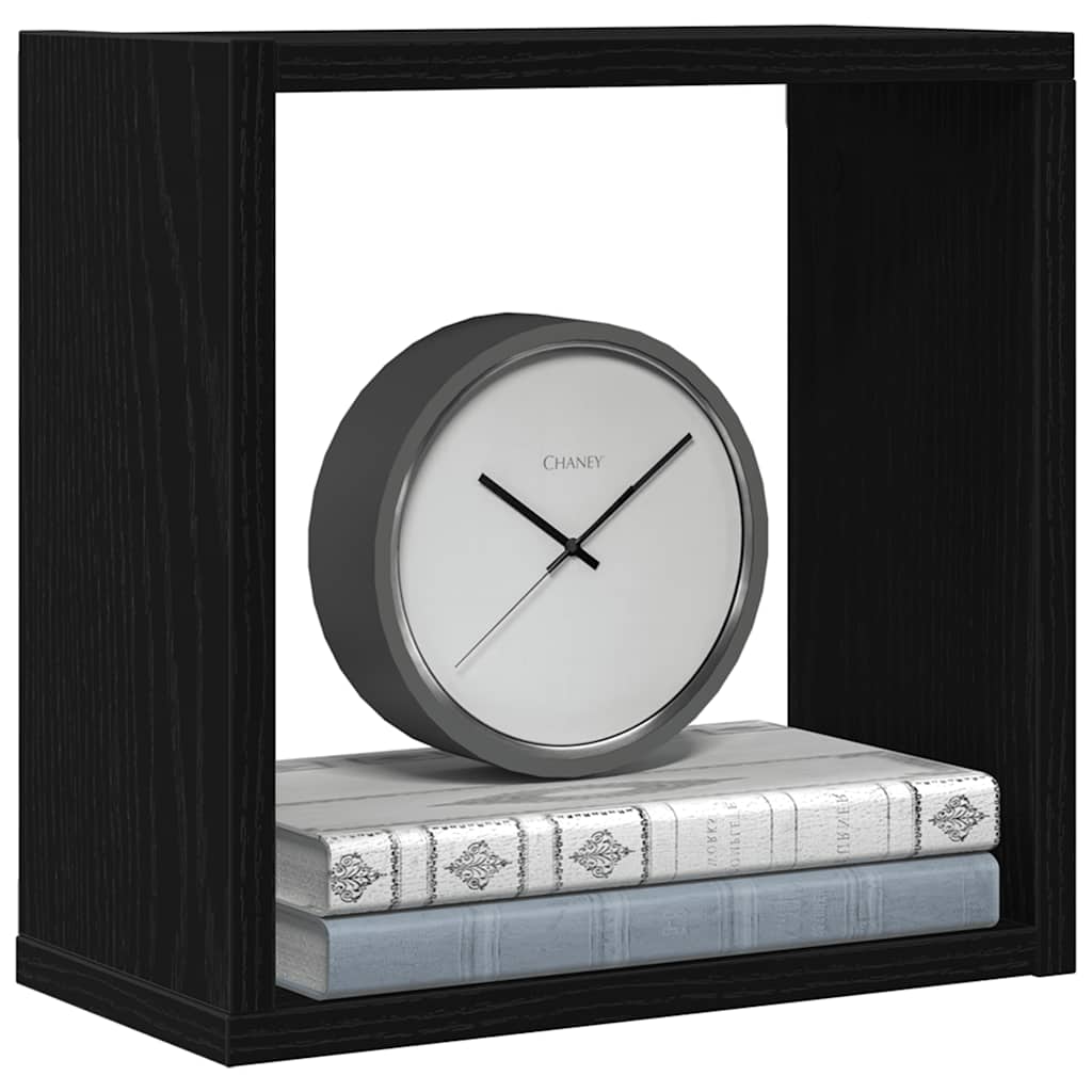 Mensole Parete a Cubo 6 pz Rovere Nero 30x15x30 cm Truciolato
