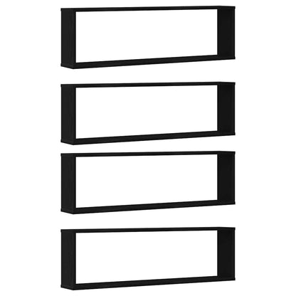 Mensole Parete Cubo 4 pz Rovere Nero 100x15x30 cm Multistrato