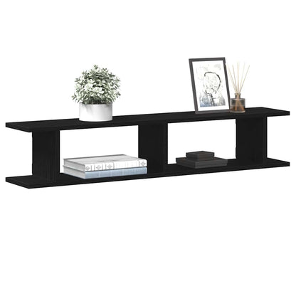 Mensole da Parete 2 pz Rovere Nero 105x18x20 cm in Truciolato