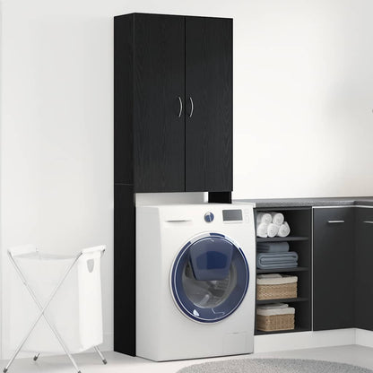 Mobile per Lavatrice Rovere Nero 64x25,5x190 cm