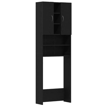 Mobile per Lavatrice Rovere Nero 64x25,5x190 cm
