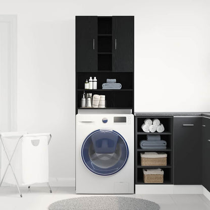 Mobile per Lavatrice Rovere Nero 64x25,5x190 cm