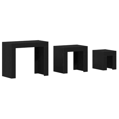 Tavoli da annidamento 3 pcs Rovere Nero Legno multistrato