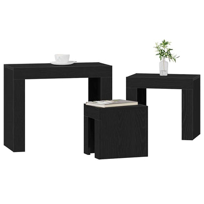 Tavoli da annidamento 3 pcs Rovere Nero Legno multistrato