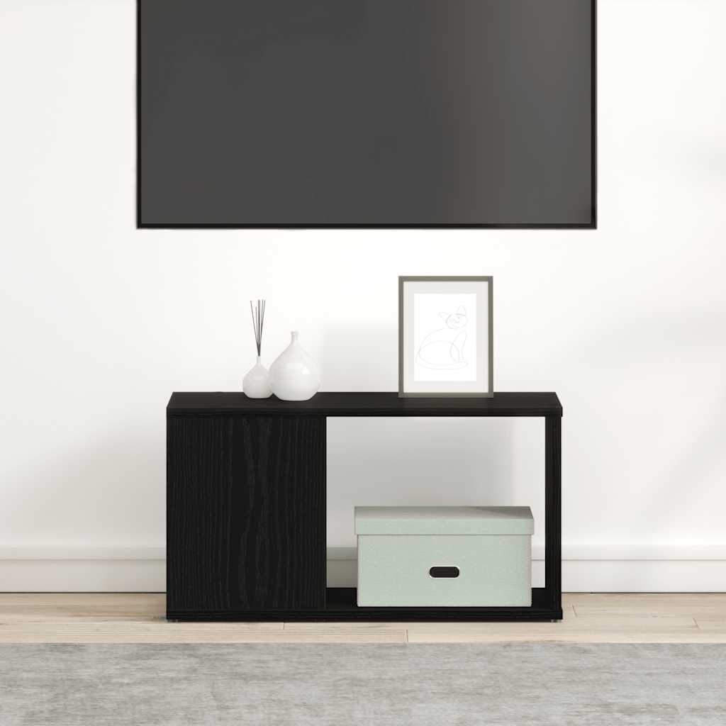 Mobile Porta TV Rovere Nero 60x24x32 cm in Legno Multistrato