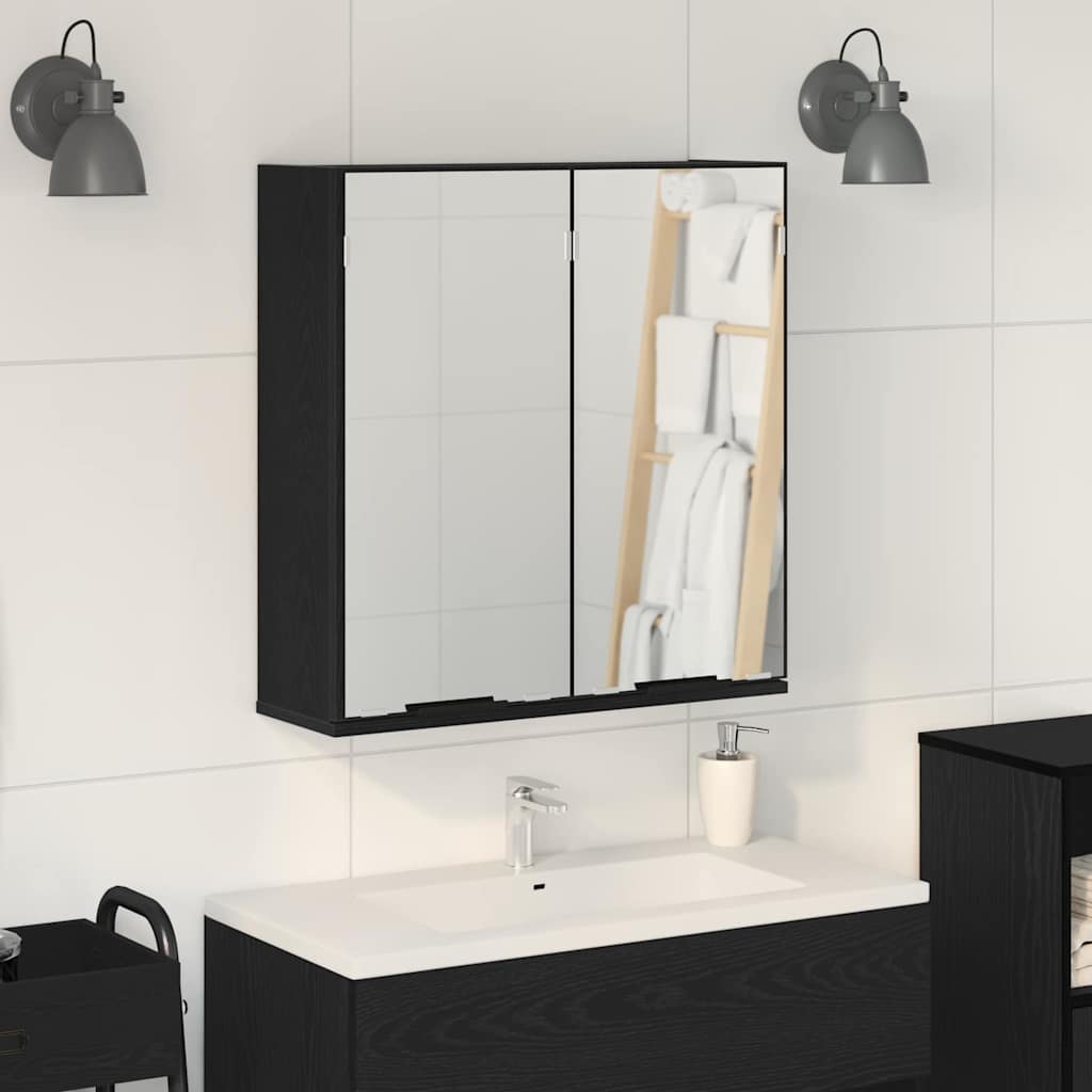 Mobiletto per specchio con porta Rovere Nero 64 x 20 x 67 cm
