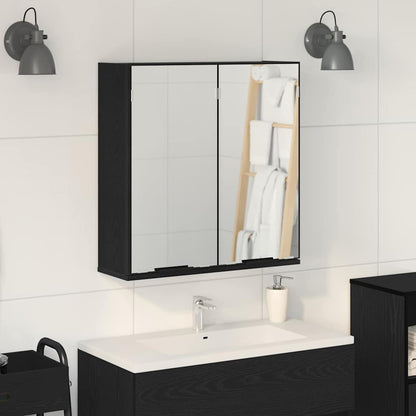 Mobiletto per specchio con porta Rovere Nero 64 x 20 x 67 cm