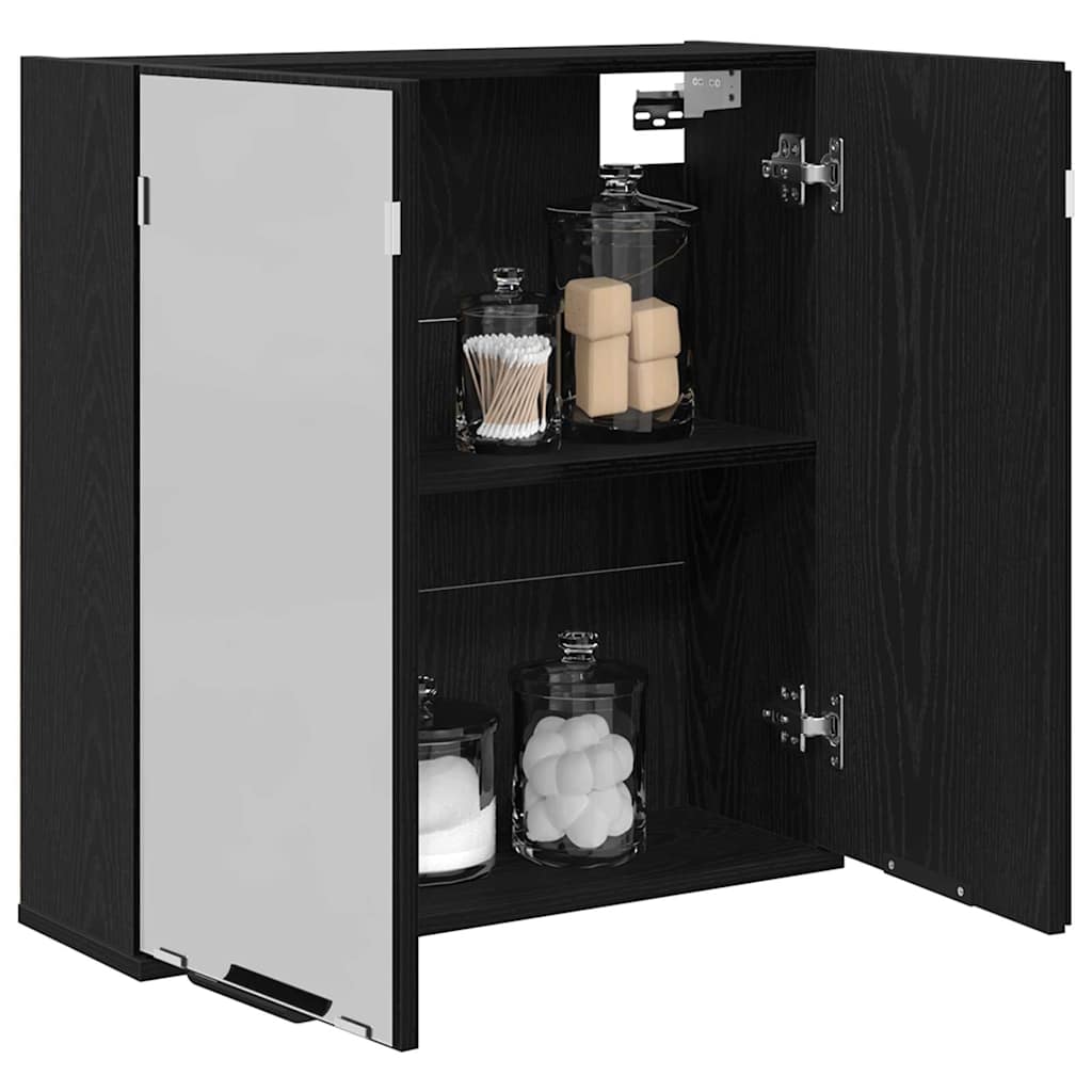Mobiletto per specchio con porta Rovere Nero 64 x 20 x 67 cm
