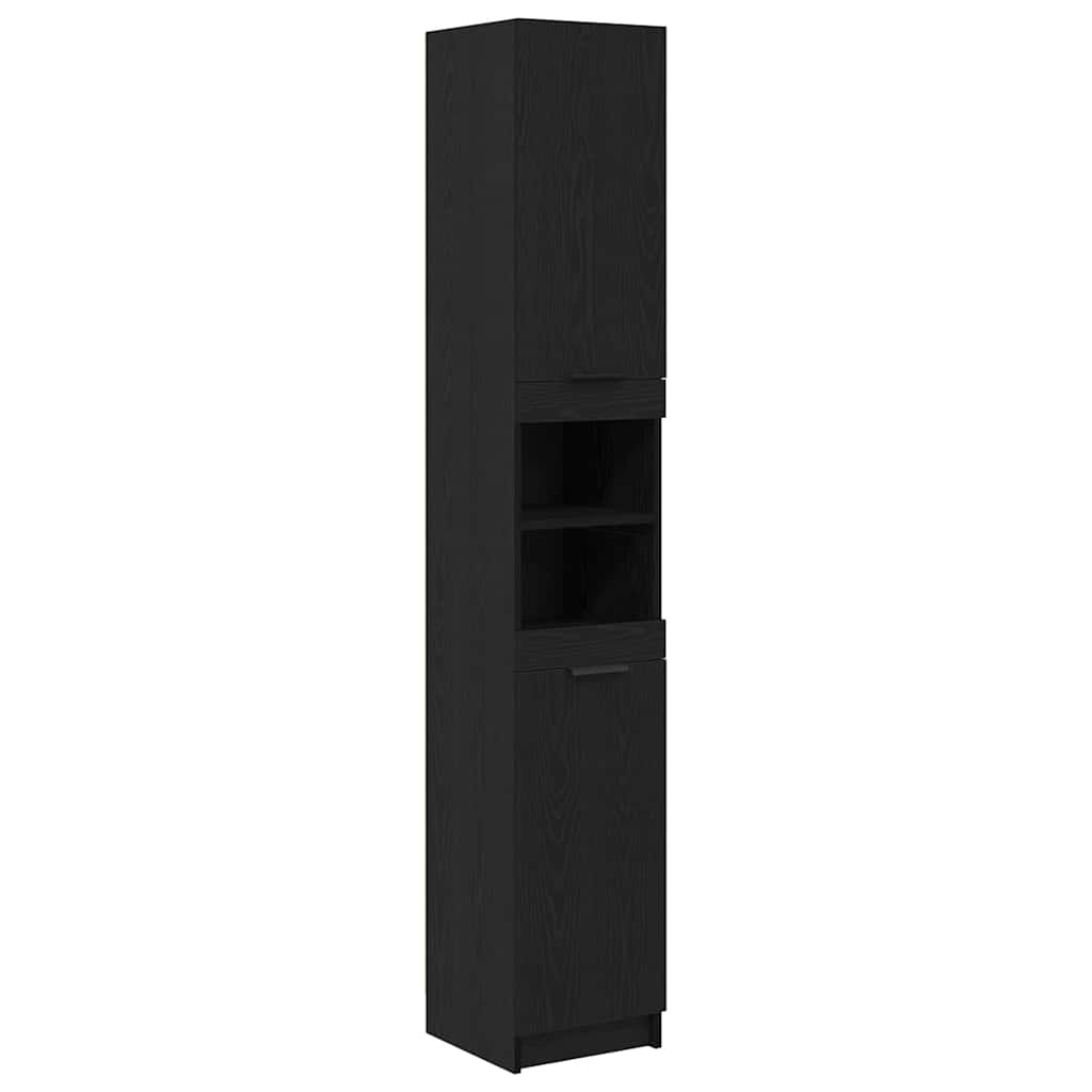 Mobile da Bagno con lo scaffale Rovere nero 32 x 34 x 188,5 cm