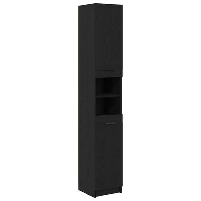 Mobile da Bagno con lo scaffale Rovere nero 32 x 34 x 188,5 cm