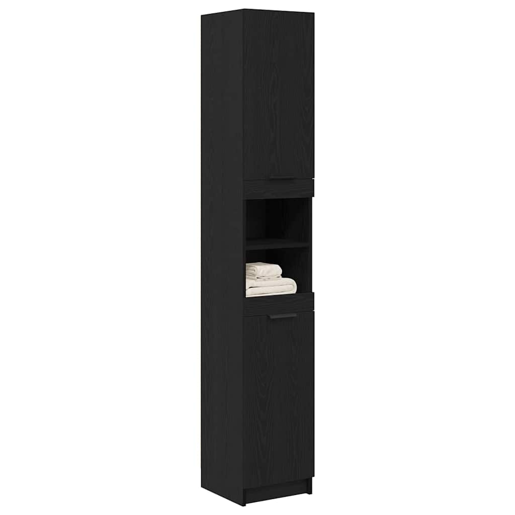 Mobile da Bagno con lo scaffale Rovere nero 32 x 34 x 188,5 cm