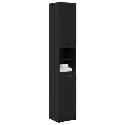 Mobile da Bagno con lo scaffale Rovere nero 32 x 34 x 188,5 cm