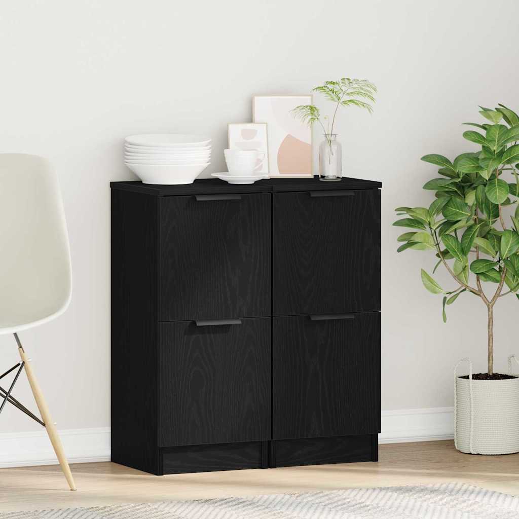 Credenza 2 pcs Rovere Nero 30 x 30 x 70 cm Legno multistrato