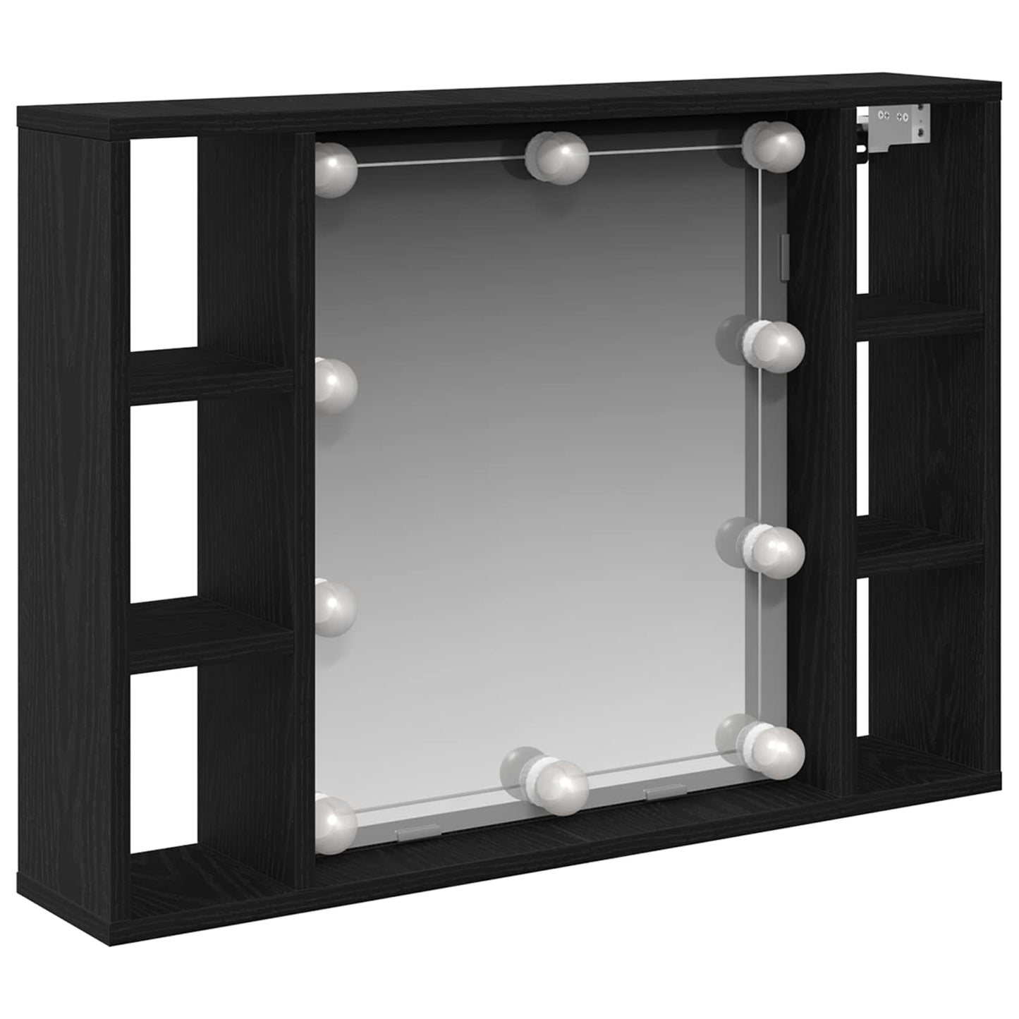 Mobiletto per specchio con specchio Rovere Nero 76 x 15 x 55 cm