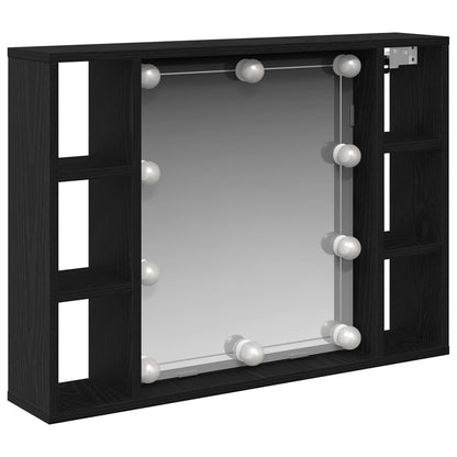 Mobiletto per specchio con specchio Rovere Nero 76 x 15 x 55 cm