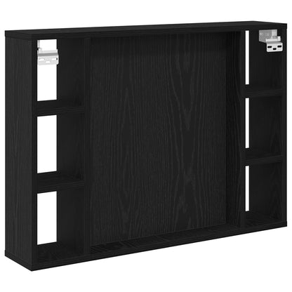 Mobiletto per specchio con specchio Rovere Nero 76 x 15 x 55 cm