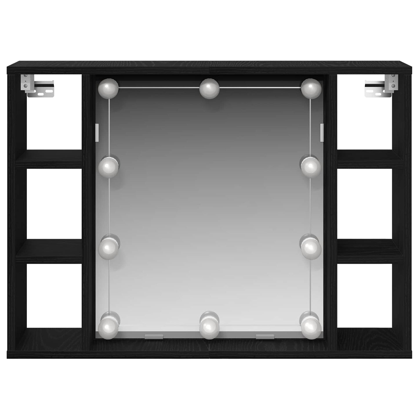 Mobiletto per specchio con specchio Rovere Nero 76 x 15 x 55 cm