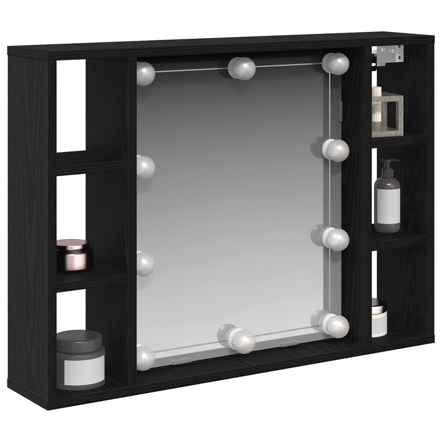 Mobiletto per specchio con specchio Rovere Nero 76 x 15 x 55 cm