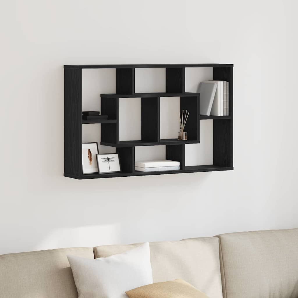 Scaffale da parete Rovere Nero 85 x 16 x 52,5 cm