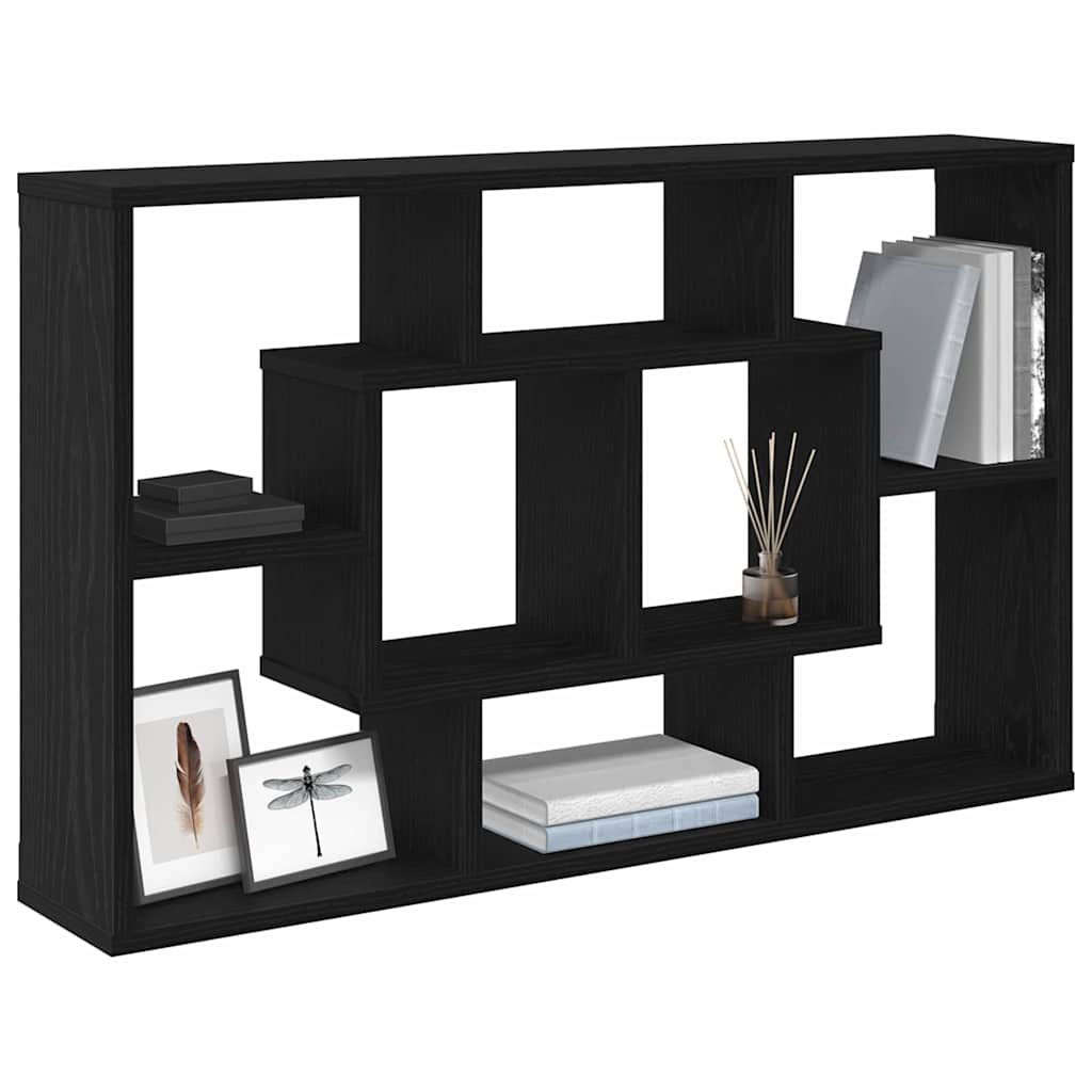 Scaffale da parete Rovere Nero 85 x 16 x 52,5 cm