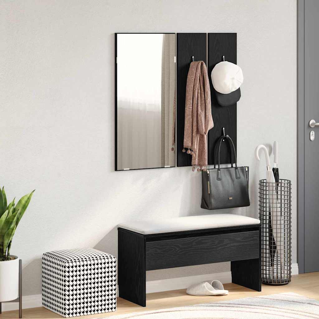 Set mobili da ingresso 4 pcs Rovere Nero Legno multistrato