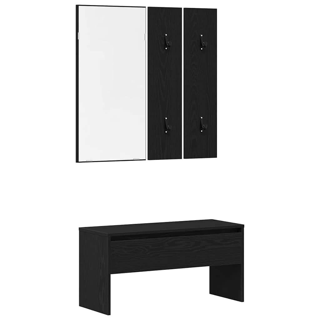 Set mobili da ingresso 4 pcs Rovere Nero Legno multistrato
